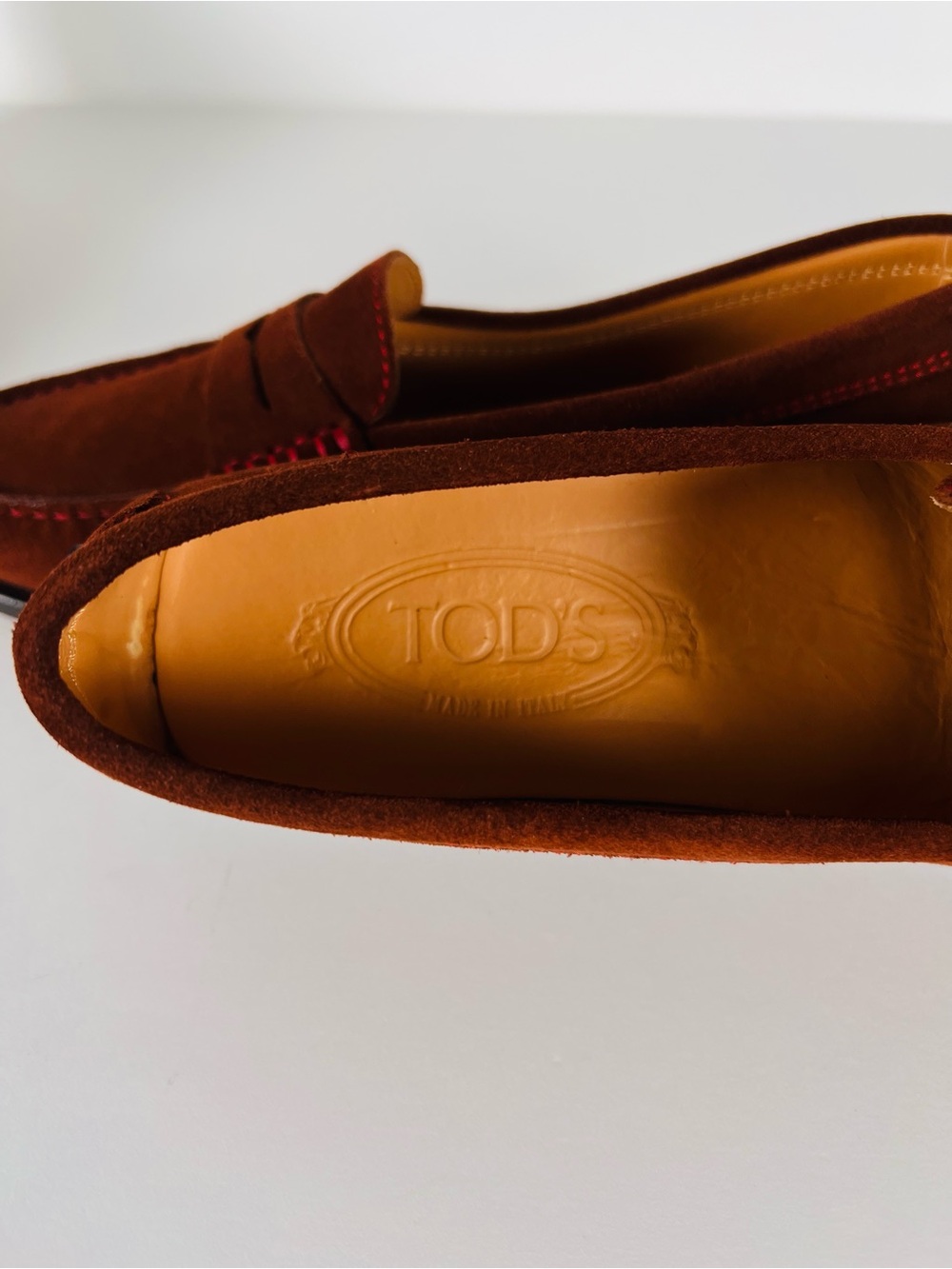 TOD'S Suede Driving Loafers Rust Brown Slip-On Shoes Women's 7 - Picture 10 of 12